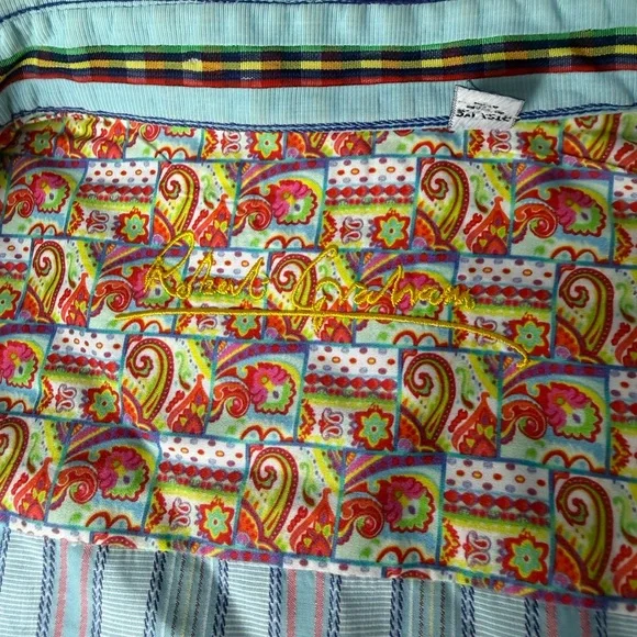 Robert Graham 2XL Multicolor Striped Button Down Shirt | 100% Cotton Blue - Picture 3 of 8